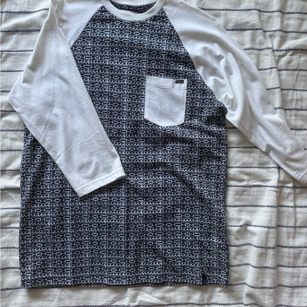 RVCA Navy and White Long Sleeve Raglan Tee